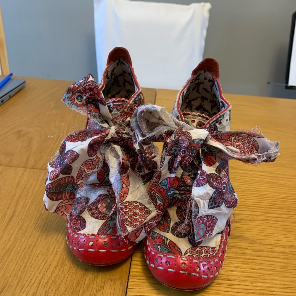 Irregular Choice Red Patterned Ankle Boots